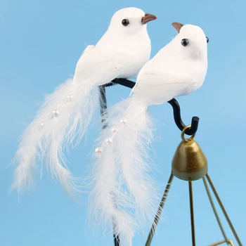 Simülasyon Kuşlar Beyaz Yapay Köpük Tüy Sahte Güvercinler Park Merkezi Süs Düğün Dekor Ev Zanaat Masa Dekorasyon Kuş Oyuncak