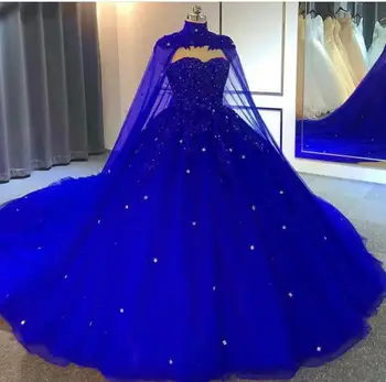 Kraliyet Mavi Balo balo kıyafetleri Boncuk Dantel Aplikler Abiye giyim Sarar Katmanlı Etekler Parti Elbise elbiseler de soirée