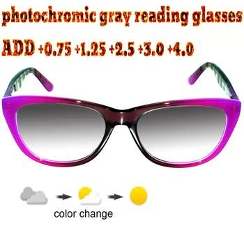 Fotokromik Gri okuma gözlüğü Dikdörtgen Ultralight Trend Yüksek Kalite Moda Erkekler Kadınlar+1+1.5 +1.75 +2.0 +2.5 +3 +3.5 +4