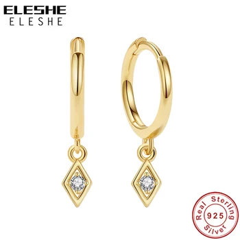ELESHE 925 Ayar Gümüş Lüks Zirkon Huggies Hoop Küpe Moda Şık Piercing Kolye Küpe Kadınlar Takı Hediyeler için