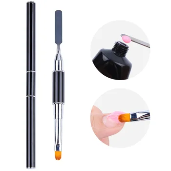 Çift Uçlu Kafa Tırnak resim fırçası Akrilik UV JeL Uzatma Yapı cetvel kalemi Fırça Temizleme Spatula Sopa Tüm Manikür Araçları