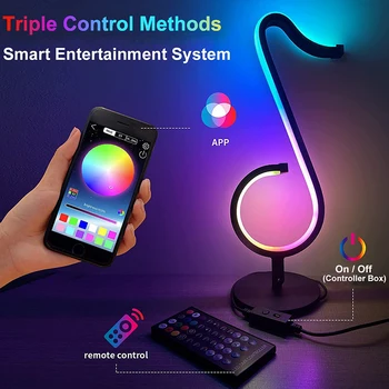 210 Modları RGB akıllı atmosfer Renk değiştirme gece lambası USB masa Led Bluetooth App Uzaktan Kumanda Müzik Sync nota ışık