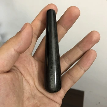 Satış 1 adet Kaliteli Doğal Siyah Obsidyen Değneklerini Gem taş El Sanatları Zevk Değnek Vücut El Masajı Ahşap Sihirli Taş Süs Hediyeler
