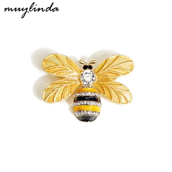 muylinda Moda Rhinestone Arılar Broş Kadınlar Fantezi Emaye Böcek Broş Pin Takı Elbise Aksesuarları Takı