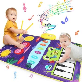 2 1 Bebek Müzik Araç Piyano Klavye & Caz Müzik Dokunmatik Playmat Çocuklar Hediye için Erken Eğitim Oyuncaklar Davul Mat 