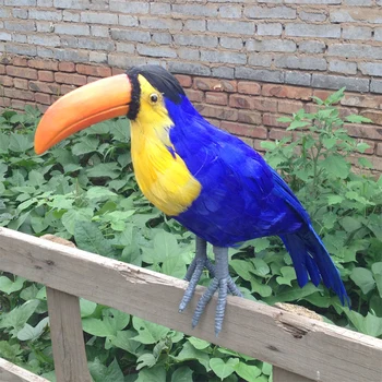 büyük 55 cm yapay kuş toucan modeli renkli mavi tüyler toucan pervane, bahçe dekorasyon hediye s2295