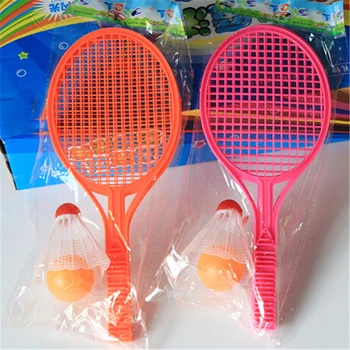 1 Çift Yenilik Badminton Tenis Seti Raket Bebek Spor Çocuk Bebek Açık Spor Ebeveyn-çocuk Spor Eğitici Oyuncaklar Rastgele Renk