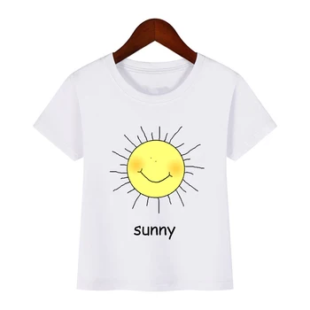 Erkek ve Kız Sevimli hava simge Mektup Baskı T shirt Çocuk Komik Giysiler Bebek Yaz günlük t-shirt tee gömlek enfant garcon