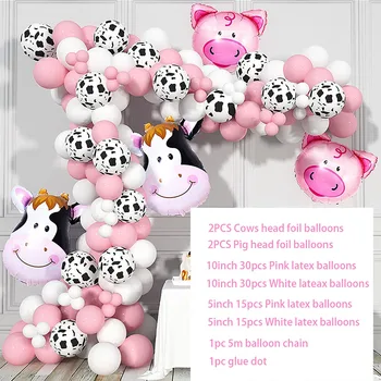 Çiftlik Parti dekorasyon balonu Garland Kemer Kiti Çocuk 1st Doğum Günü Zemin Pembe Lateks Globos Bebek Duş Çocuk Oyuncakları Malzemeleri