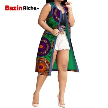 Dashiki Afrika Yaz Ceket Kadınlar için Kolsuz Uzun Üst Sıcak Satış Yeni Tasarım Moda kadın mont Artı Boyutu WY7180