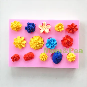 Mom & Bezelye 0579 Ücretsiz Kargo Çiçekler Şekilli Silikon Kalıp Kek Dekorasyon Fondan Kek 3D Kalıp
