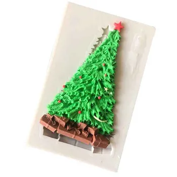 Noel Ağacı Şekli Silikon Kalıpları Kek çikolatalı kurabiye şekeri Dekorasyon Kalıpları DIY El Yapımı Sabun Fondan Kek Pişirme Kalıp