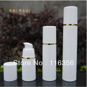 Kozmetik Paketi için kullanılan altın hatlı 30 ML beyaz havasız vakum pompası losyon şişesi