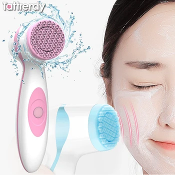 silikon yüz temizleme yıkama yüz spa elektrikli yüz peeling fırçası sonic yıkama gözenek temizleyici spin cilt bakımı aracı masaj