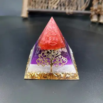 Orgonit piramidi Doğal Aura Kristal Getirmek Şanslı Evlilik Radyasyondan Korunma Reçine Dekoratif El Sanatları Takı Hediye