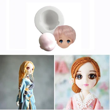 3D Kız Prenses Yüz Bayan Kafa Kek Kalıbı Silikon Sevimli bebek Yüz Fondan Kalıp Bebek Kafası Kek Çikolata DIY Dekor