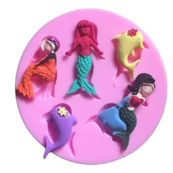 Mermaid Şekilli Çikolata jöle şeker 3D kalıp Karikatür Figre / Kek Araçları Sabun Kalıp Şeker Zanaat Kek Dekorasyon E156