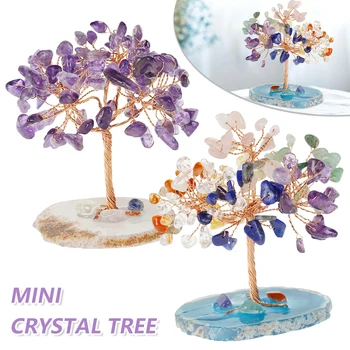 Mini Kristal Ağacı Para Ağacı El yapımı Feng Shui Ağacı Taş Bonsai Ağacı Servet Iyi Şanslar Süsler ofis masası Dekorasyon