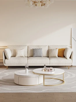 Lüks kumaş kanepe İskandinav oturma odası basit modern pamuk keten sessiz rüzgar teknolojisi kumaş lateks