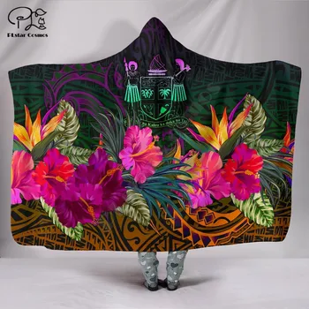 Yaz Hibiscus Polinezya Hawaii tarzı Kapşonlu Battaniye 3D tam baskı Giyilebilir Battaniye Yetişkin erkekler kadınlar Battaniye