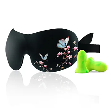 3D körü körüne uyku siperliği çiçek/koyun/ifade sevimli tasarım göz maskesi ile anti-gürültü kulakiçi