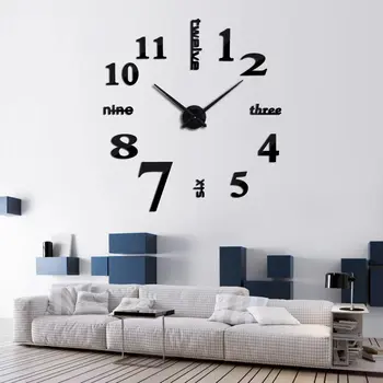 Modern 3D duvar saati ayna çıkartmaları DIY Roma Dijital Saatler quartz saat Dilsiz Horloge Oturma Odası Yatak Odası Ev Dekor