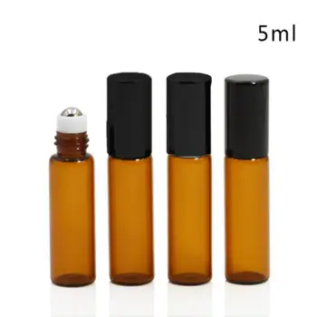 3/5 / 10ml Amber Temizle Boş Rulo Şişeler Doldurulabilir uçucu yağ Aromaterapi Parfüm rolon konteyner Şişeleri Kavanoz Top