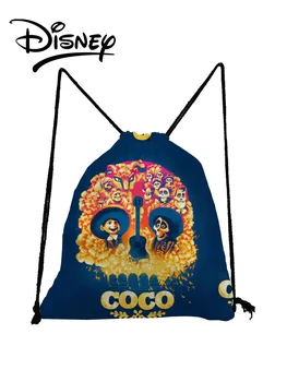 Disney Coco Kafatası Baskılı İpli Çanta Cadılar Bayramı Hediye Mavi Çocuk Bookbag Eko Kullanımlık saklama çantası ayakkabı çantası okul sırt çantası