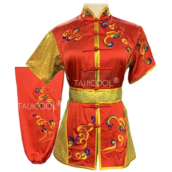 Çin Wushu üniforma İşlemeli ejderha Kung Fu elbise dövüş sanatları takım elbise changquan konfeksiyon erkek kadın kız erkek çocuklar yetişkinler