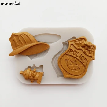 minsunbak Polis İtfaiyeci SugarCraft Silikon Kalıp DIY Parti Pasta Dekorasyon Fondan Araç Çikolata Gumpaste Kalıp