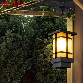 OUFULA klasik kolye ışık açık Retro LED lamba su geçirmez dekorasyon koridor ev için