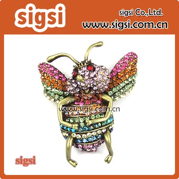 Sevimli arı / böcek toptan dekoratif kristal rhinestone broş pin