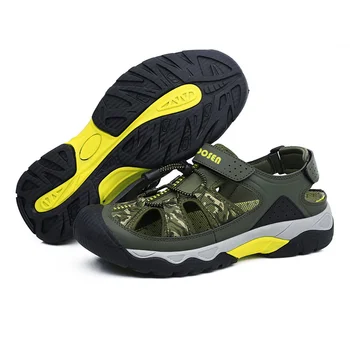 Erkek Sandalet Nefes Plaj yürüyüş ayakkabıları Kalın Taban Kapalı Ayak Aqua Ayakkabı Rahat Balıkçılık için