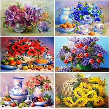 Çiçek DIY 5D Elmas Boyama Tam Kare Matkap Taklidi Elmas Nakış Çapraz dikiş kitleri Duvar Sanatı Ev Dekor