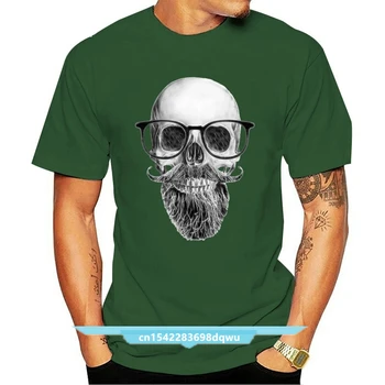 Scull Serin Sakal Gözlük İle komik T Shirt Pamuk Beyaz Rahat Kısa Kollu T Gömlek Erkekler kadınlar İçin tshirt