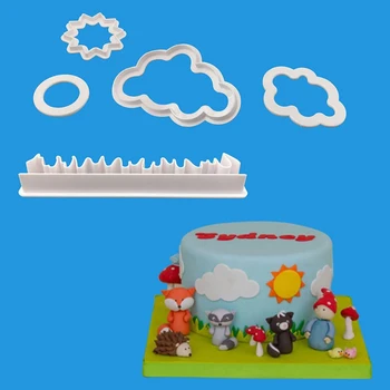 5 adet / takım Çim Bulutlar Güneş Bisküvi kurabiye kesici Sugarcraft Kalıp Fondan Kek Dekorasyon Araçları Bakeware