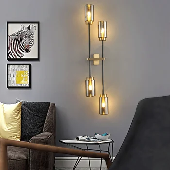 Iskandinav bakır duvar aydınlatma armatürü Yaratıcı başucu TV arka plan duvar dekorasyon lambası oturma odası yatak odası için altın Led ışıkları