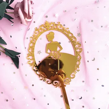INS Prenses Akrilik Kek Topper Altın Pembe Çiçek Gelin Düğün Kek Topper Düğün Kızlar İçin Doğum Günü Partisi Kek Süslemeleri