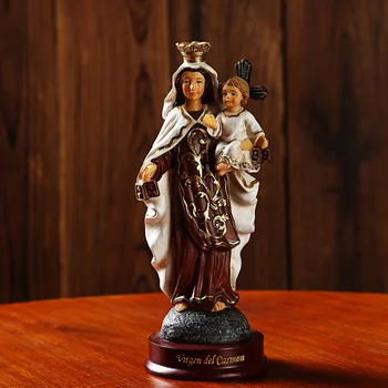 Meryem Dini Süsler Reçine El Sanatları Ev heykeli dekorasyon Virgen del Carmen figurad decorativas