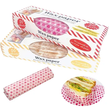 50 Parça/kutu Balmumu Kağıt Gıda Ambalaj Kağıdı Yağlı Kağıt için Uygun Hamburger Patates Kızartması Ekmek Sandviç Şeker kek ambalajı