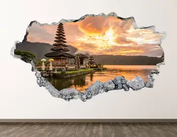 Endonezya Duvar Çıkartması-Plaj Tapınak 3D Çökerttiğini duvar sanatı yapışkanı Çocuk Odası Dekor Vinil Ev Posteri Özel Hediye KD673