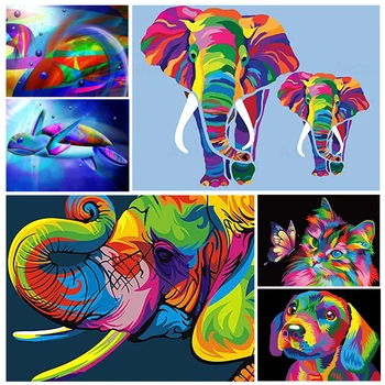 Renkli Deniz Dünya Fil Kedi Köpek Diy 5D Elmas Boyama Tam Kare ve Yuvarlak Nakış Mozaik Dikiş Duvar Sanatı Ev dekor