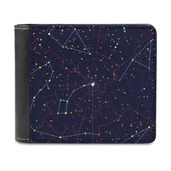 Gece Erkek Cüzdan Pu Deri Kısa Erkek Çantalar kredi kartı cüzdanı Erkekler İçin Para Çantası Veri Haritası Uzay Astronomi Haritacılık Atlas