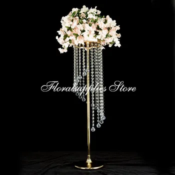 Kristal Çiçek Standı Düğün Yol Kurşun Uzun Boylu Çiçek Tutucular Centerpiece Kristal çiçek avizesi Metal Çiçek Vazo Resepsiyon için