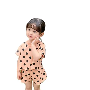 Çocuk Kıyafet Setleri İlkbahar Yaz Nokta Baskı kısa Kollu tişört + Şort İki parçalı Spor Takım Elbise Bebek Küçük Kız Giysileri