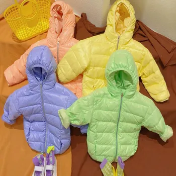 9 şeker Renkler çocuklar Bebek Erkek kız ışık Kapüşonlu ceket Kış Ördek şişme ceket kaban bahar sonbahar giyim
