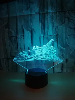 Uzay aracı 3d gece ışıkları yaratıcı uçak 3d görsel masa lambaları oturma odası ışıkları hediye atmosfer masa lambası aydınlatma