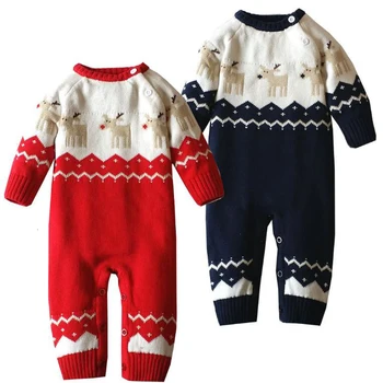 2020 Erkek Bebek Giysileri Örme Kız Tulum Kış Yenidoğan Bebek Giysileri Noel Sıcak Geyik Bebek Tulum Bebek Erkek Giysileri