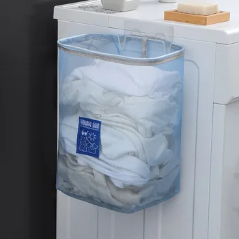Duvara Monte Kirli çamaşır sepeti Iyi Bir Yardımcı Katlanır Naylon Depolama Sepeti Banyo Yatak Odası ıçin Çok Fonksiyonlu Depolama Sepeti