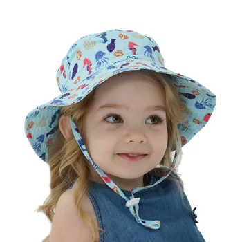HanXi 0-8 Yıl Çocuklar Yaz Şapka Hayvan Katı Pamuk Akrilik Kova Şapka Kız Erkek Panama Kat Kızlar güneş şapkası Balıkçı Şapka